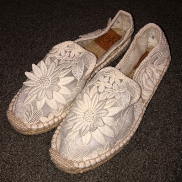 Tory Burch Darian Guipure Lace Espadrilles sz 7.5 - Picture 11 of 16